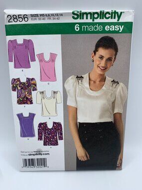 Simplicity Misses Top Sewing Pattern Size 6 8 10 12 14 2856 - uncut 2008